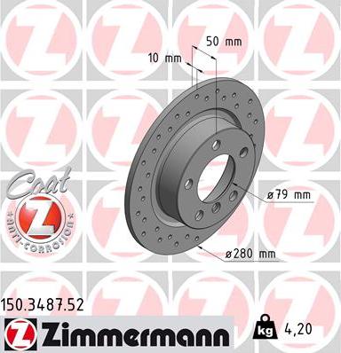 Zimmermann 150.3487.52 - Тормозной диск unicars.by