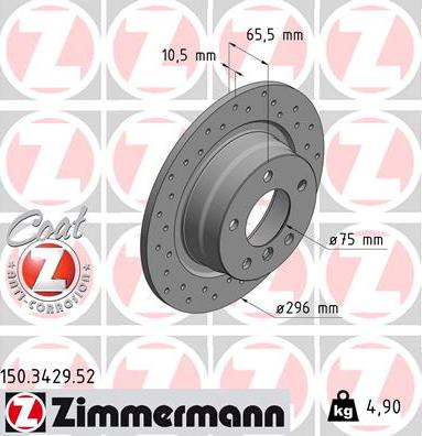 Zimmermann 150.3429.52 - Тормозной диск unicars.by