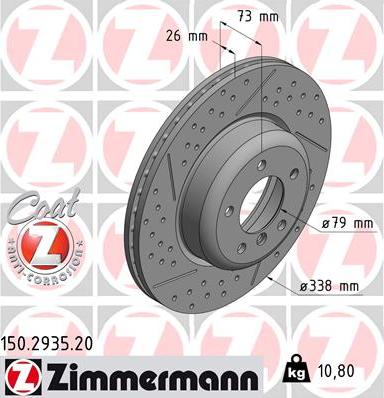 Zimmermann 150.2935.20 - Тормозной диск unicars.by