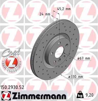 Zimmermann 150.2930.52 - Тормозной диск unicars.by