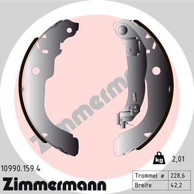 Zimmermann 10990.159.4 - Комплект тормозных колодок, барабанные unicars.by