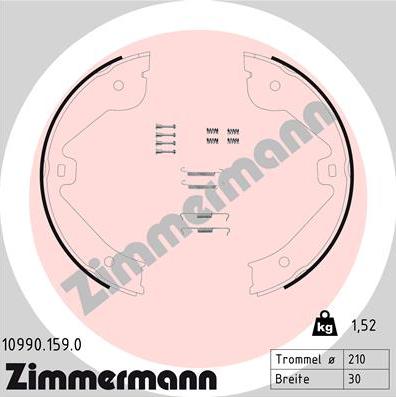 Zimmermann 10990.159.0 - Комплект тормозов, ручник, парковка unicars.by