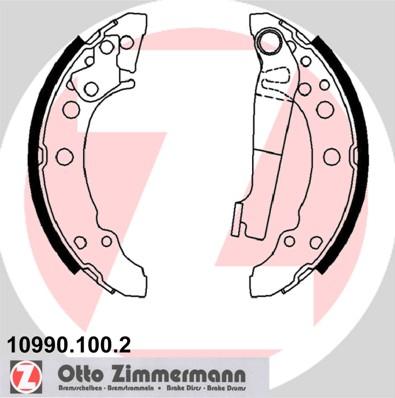 Zimmermann 10990.100.2 - Комплект тормозных колодок, барабанные unicars.by