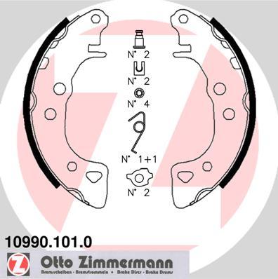 Zimmermann 10990.101.0 - Комплект тормозных колодок, барабанные unicars.by