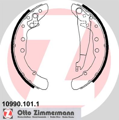 Zimmermann 10990.101.1 - Комплект тормозных колодок, барабанные unicars.by