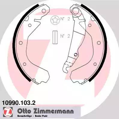 Zimmermann 10990.103.2 - Комплект тормозных колодок, барабанные unicars.by