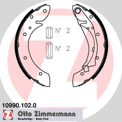 Zimmermann 10990.102.0 - Комплект тормозных колодок, барабанные unicars.by