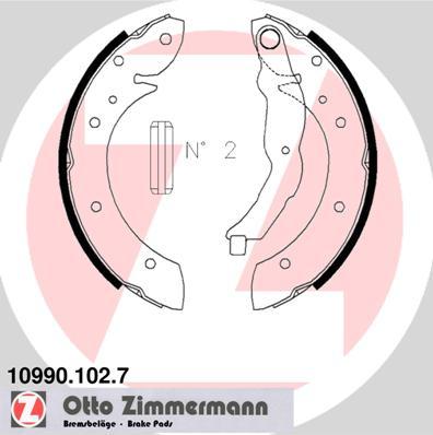 Zimmermann 10990.102.7 - Комплект тормозных колодок, барабанные unicars.by