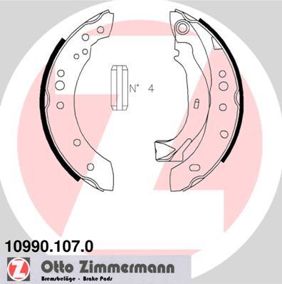 Zimmermann 10990.107.0 - Комплект тормозных колодок, барабанные unicars.by