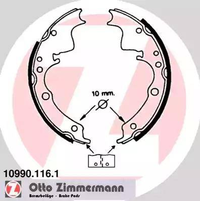 Zimmermann 10990.116.1 - Комплект тормозных колодок, барабанные unicars.by