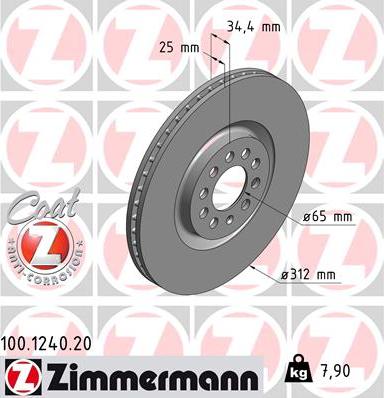 Zimmermann 100.1240.20 - Тормозной диск unicars.by