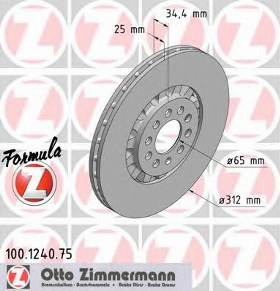 Zimmermann 100.1240.75 - Тормозной диск unicars.by