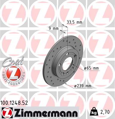 Zimmermann 100.1248.52 - Тормозной диск unicars.by