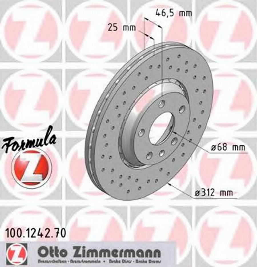 Zimmermann 100.1242.70 - Тормозной диск unicars.by