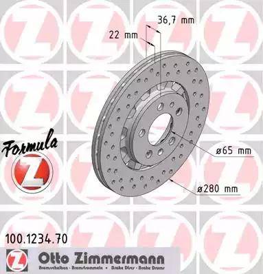 Zimmermann 100.1234.70 - Тормозной диск unicars.by