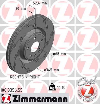 Zimmermann 100.3356.55 - Тормозной диск unicars.by