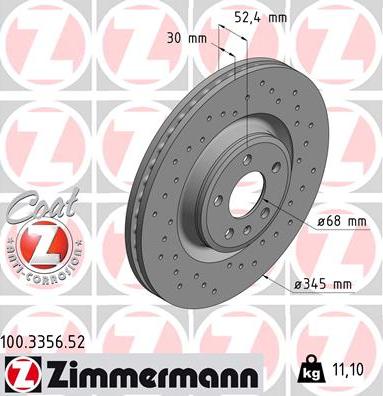 Zimmermann 100.3356.52 - Тормозной диск unicars.by