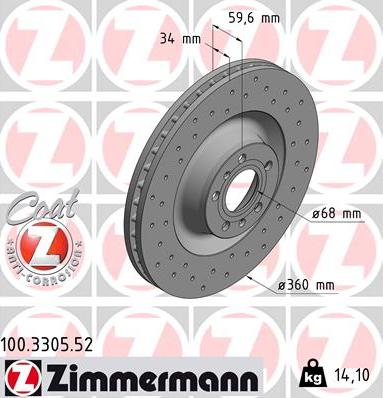 Zimmermann 100.3305.52 - Тормозной диск unicars.by