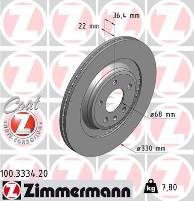 Zimmermann 100.3334.20 - Тормозной диск unicars.by