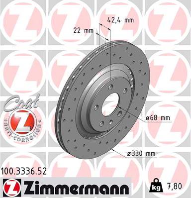 Zimmermann 100.3336.52 - Тормозной диск unicars.by