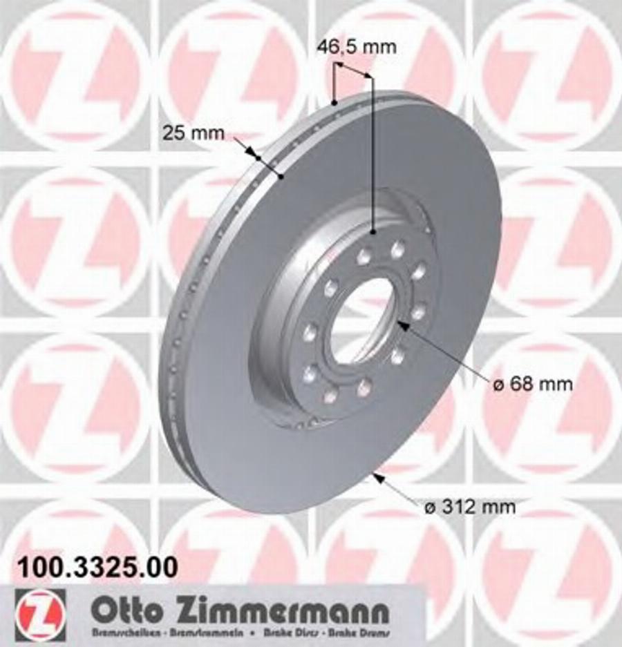 Zimmermann 100.3325.00 - Тормозной диск unicars.by