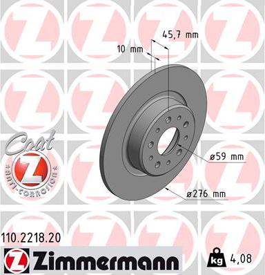 Zimmermann 110.2218.20 - Тормозной диск unicars.by