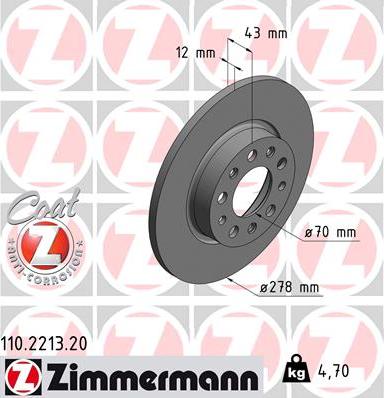 Zimmermann 110.2213.20 - Тормозной диск unicars.by