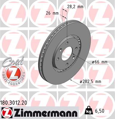 Zimmermann 180.3012.20 - Тормозной диск unicars.by