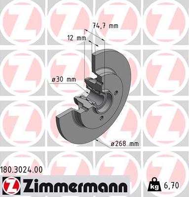 Zimmermann 180.3024.00 - Тормозной диск unicars.by