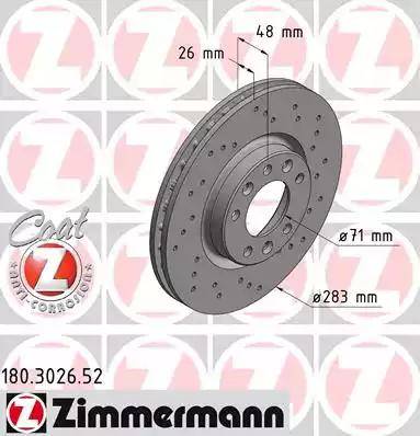 Zimmermann 180.3026.52 - Тормозной диск unicars.by