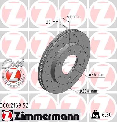 Zimmermann 380.2169.52 - Тормозной диск unicars.by