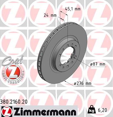 Zimmermann 380.2160.20 - Тормозной диск unicars.by