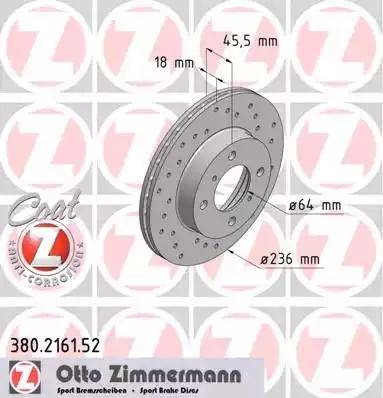 Zimmermann 380.2161.52 - Тормозной диск unicars.by