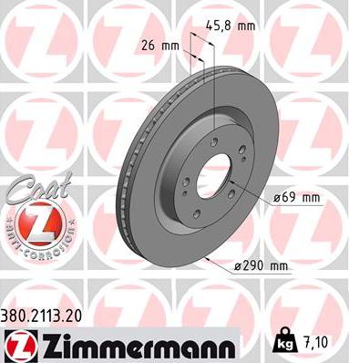 Zimmermann 380.2113.20 - Тормозной диск unicars.by