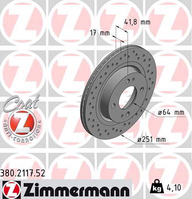 Zimmermann 380.2117.52 - Тормозной диск unicars.by