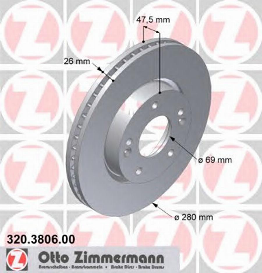 Zimmermann 320.3806.00 - Тормозной диск unicars.by