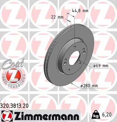 Zimmermann 320.3813.20 - Тормозной диск unicars.by