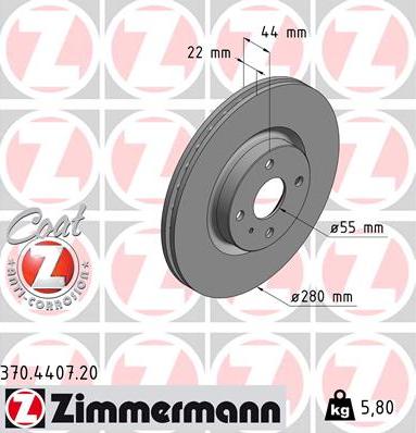 Zimmermann 370.4407.20 - Тормозной диск unicars.by