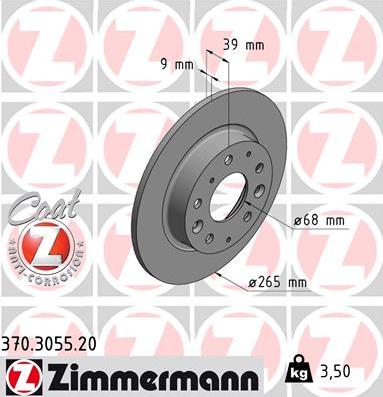 Zimmermann 370.3055.20 - Тормозной диск unicars.by