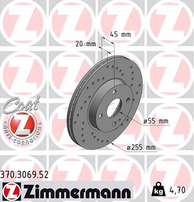 Zimmermann 370.3069.52 - Тормозной диск unicars.by