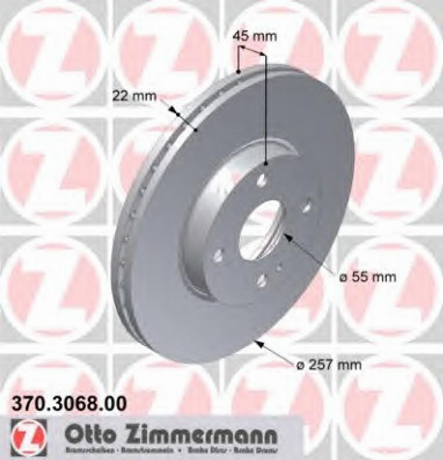 Zimmermann 370.3068.00 - Тормозной диск unicars.by