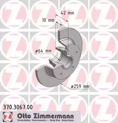 Zimmermann 370.3067.00 - Тормозной диск unicars.by