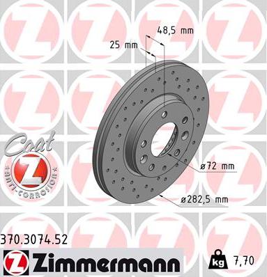 Zimmermann 370.3074.52 - Тормозной диск unicars.by