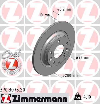 Zimmermann 370.3075.20 - Тормозной диск unicars.by