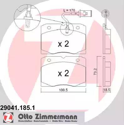 Zimmermann 29041.185.1 - Тормозные колодки, дисковые, комплект unicars.by