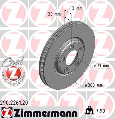 Zimmermann 290.2261.20 - Тормозной диск unicars.by