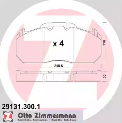 Zimmermann 29131.300.1 - Тормозные колодки, дисковые, комплект unicars.by