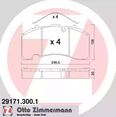 Zimmermann 29171.300.1 - Тормозные колодки, дисковые, комплект unicars.by