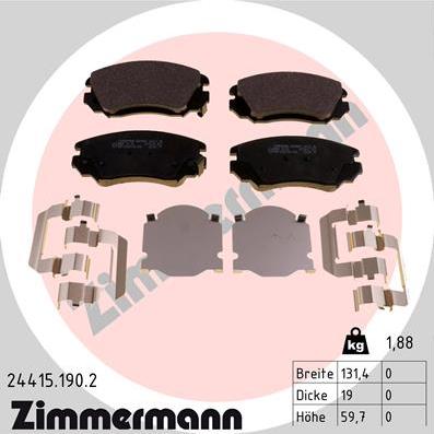 Zimmermann 24415.190.2 - Тормозные колодки, дисковые, комплект unicars.by