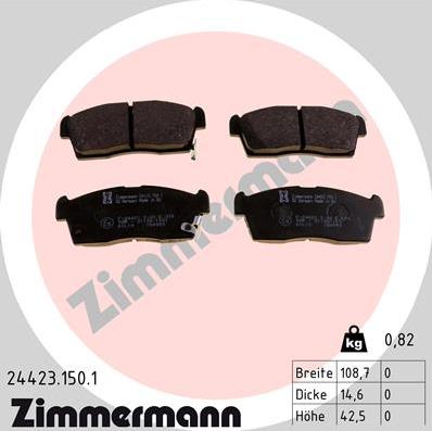 Zimmermann 24423.150.1 - Тормозные колодки, дисковые, комплект unicars.by